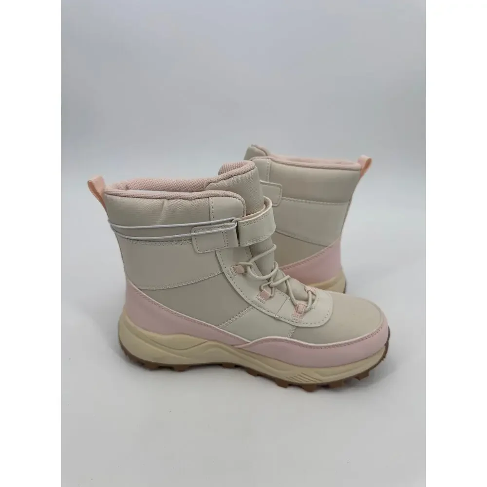 Cat & Jack Frankie Winter Snow Boots Girls Size 3 Pink Beige Insulated NWOB
